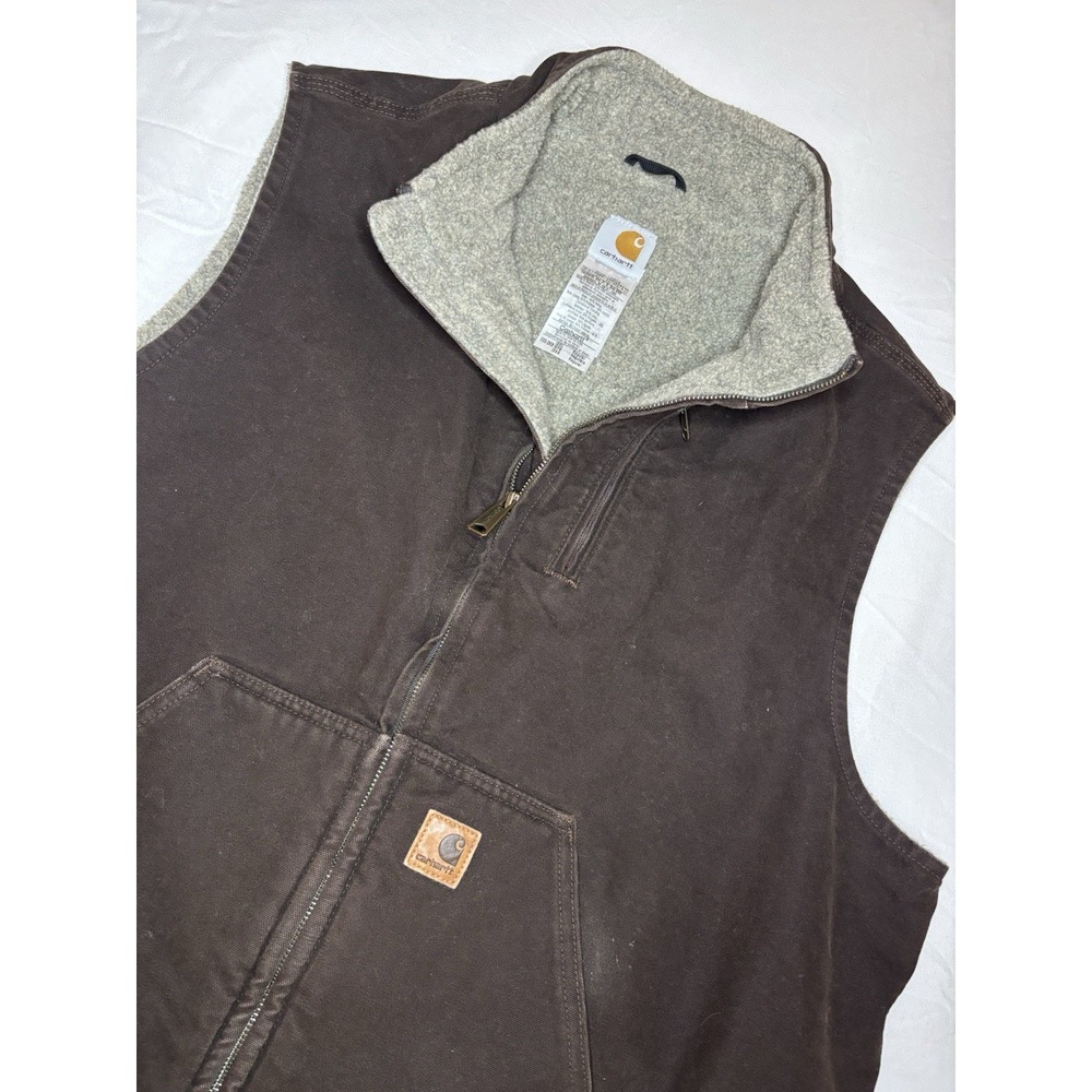 Carhartt Sherpa-Lined Mock-Neck Vest Men's Size 2XL Dark Brown V33 DKB